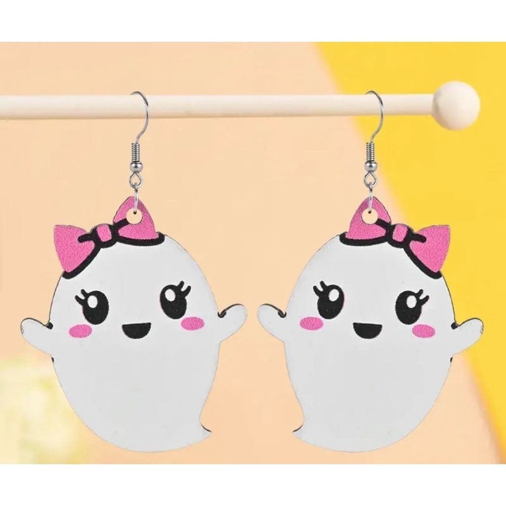 White and Pink‎ Ghost Earrings